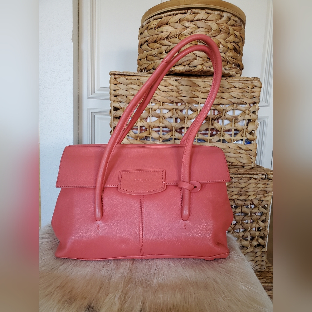 RADLEY London Pebble Leather Shoulder Bag - Burnham Beeches - Coral Pink